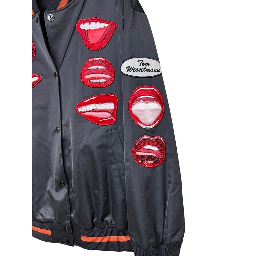 Coach X Tom Wesselmann Souvenir Jacket Lips Black Women’s Size Large - Picture 7 of 11